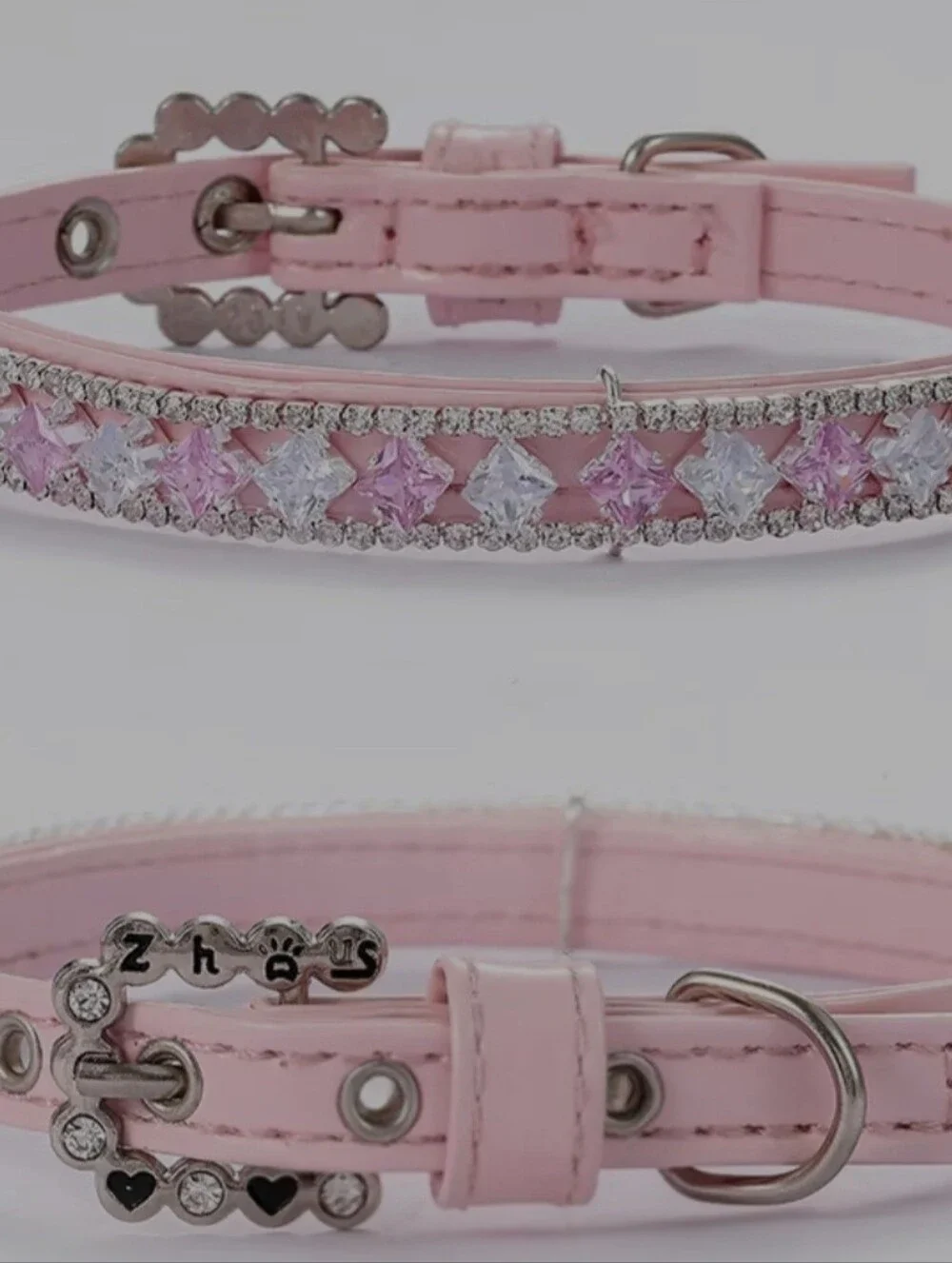 Stunning Rhinestone Pink Adjustable Dog Or Cat Collar - Size S
